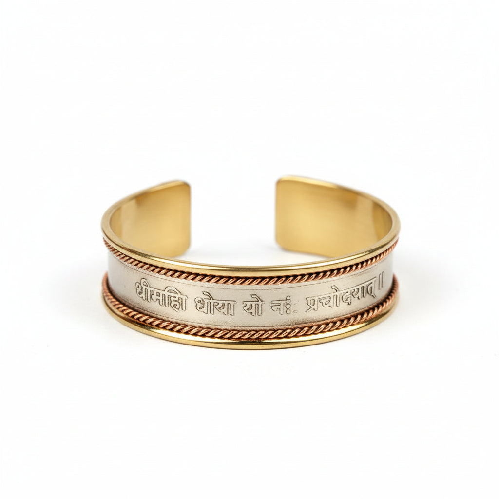 Saraswati Gayatri Mantra Kada-Brass Finish