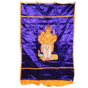 Temple Curtain Kartikeya Design-Red