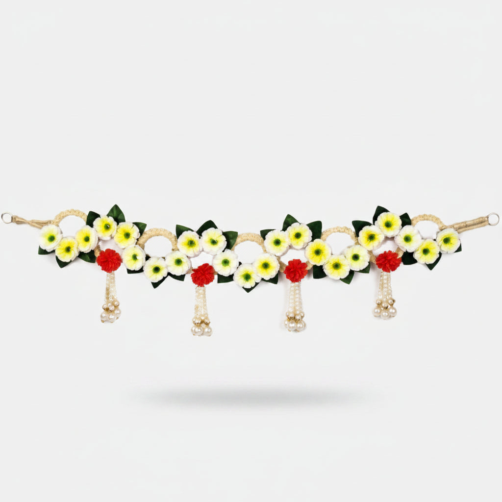 Flower with Pearl Bandarwar-Yellow