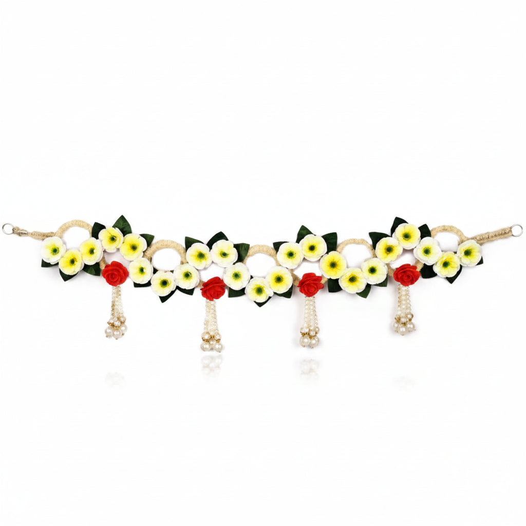 Flower with Pearl Bandarwar-White