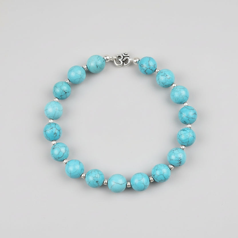 Turquoise Bracelet in Silver Ball-8 mm