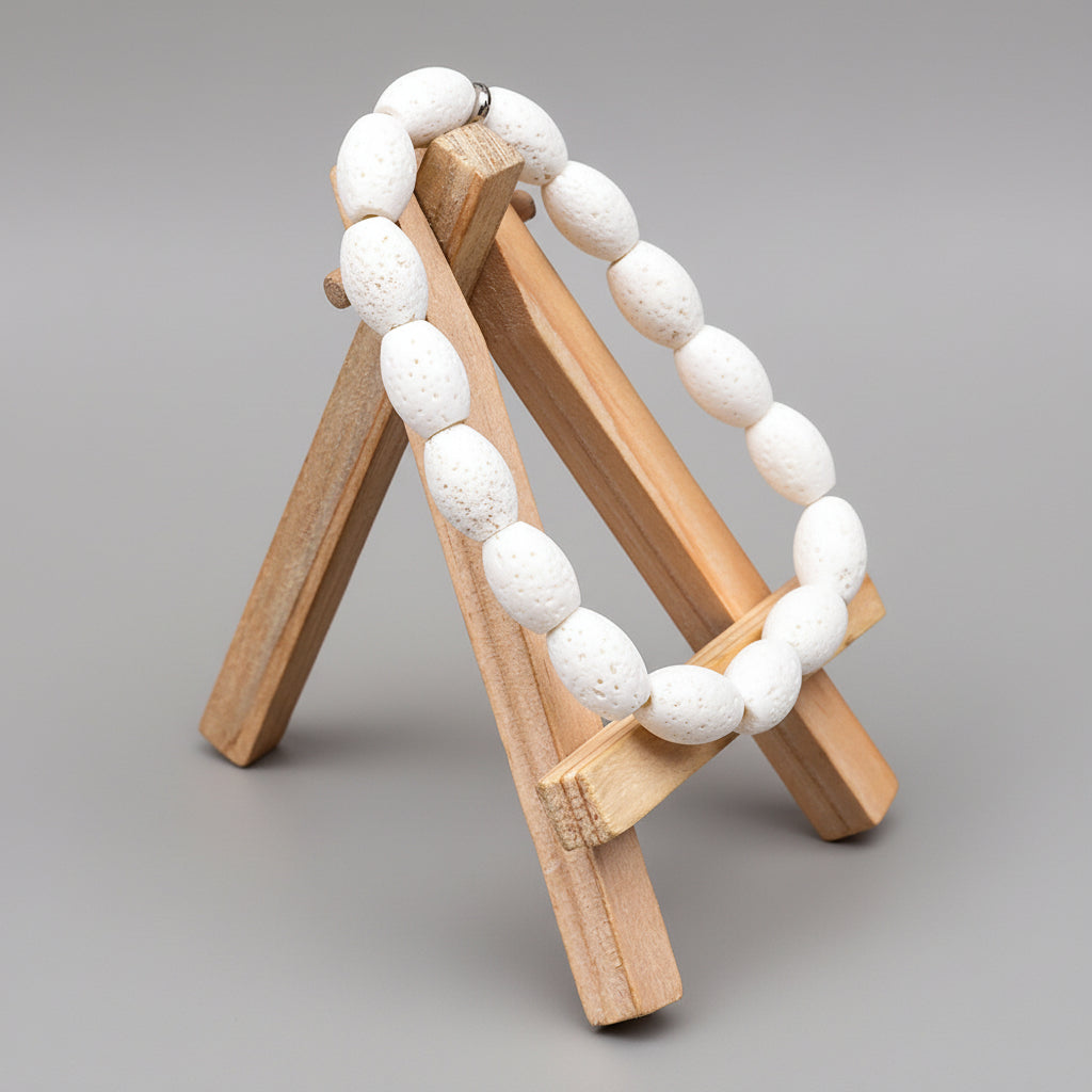 White Coral Drum Shape Beads Bracelet