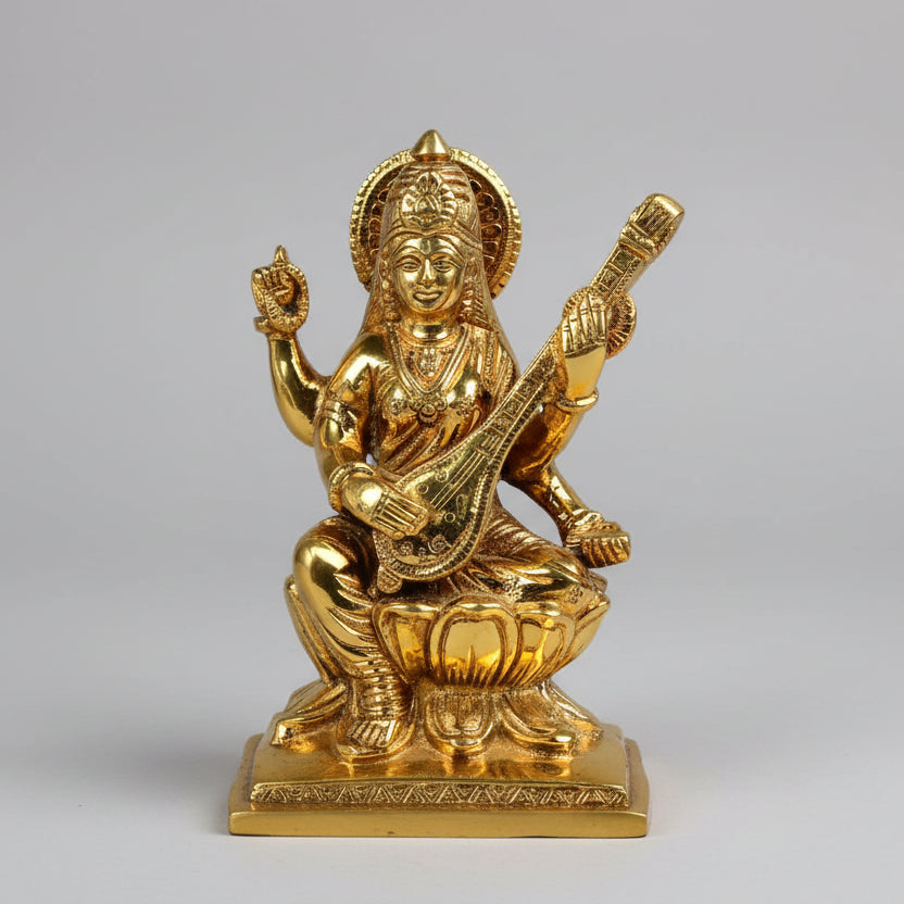 Goddess Kamal Saraswati Brass Idol