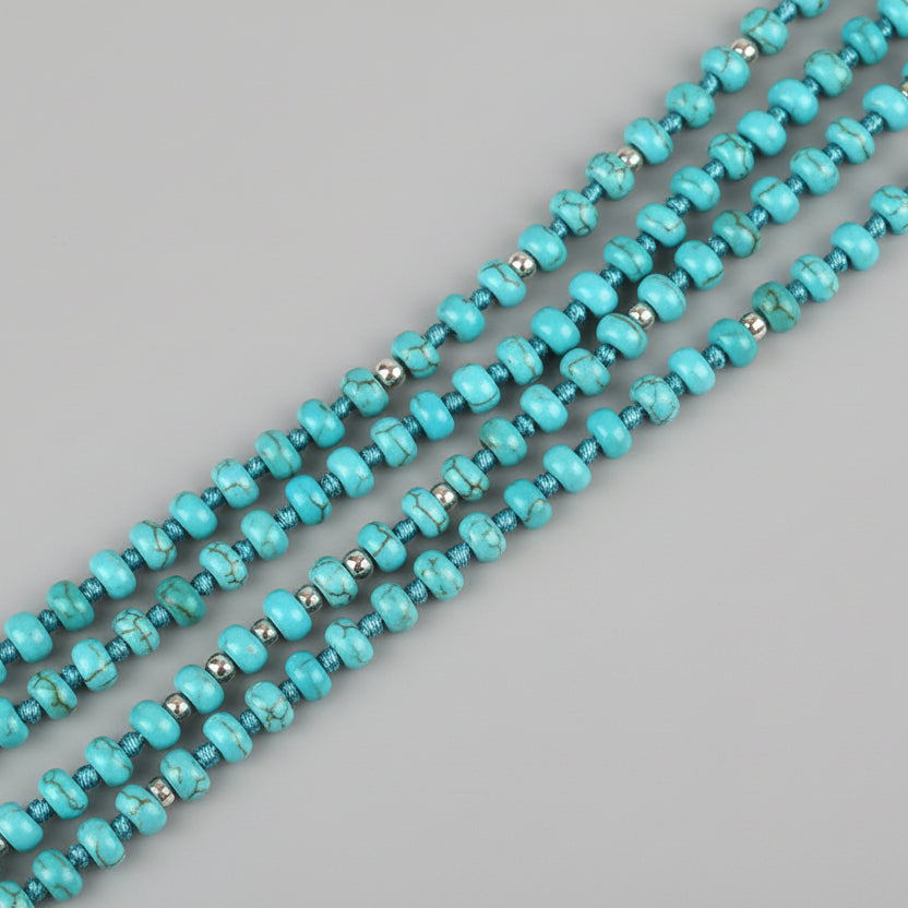 Turquoise Firoza Button Beads Mala-8 mm