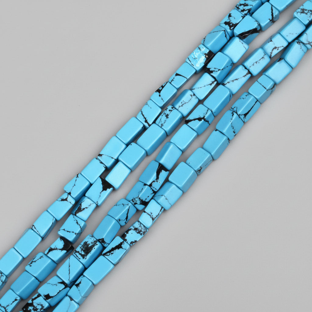 Turquoise Firoza Cuboid Beads Necklace