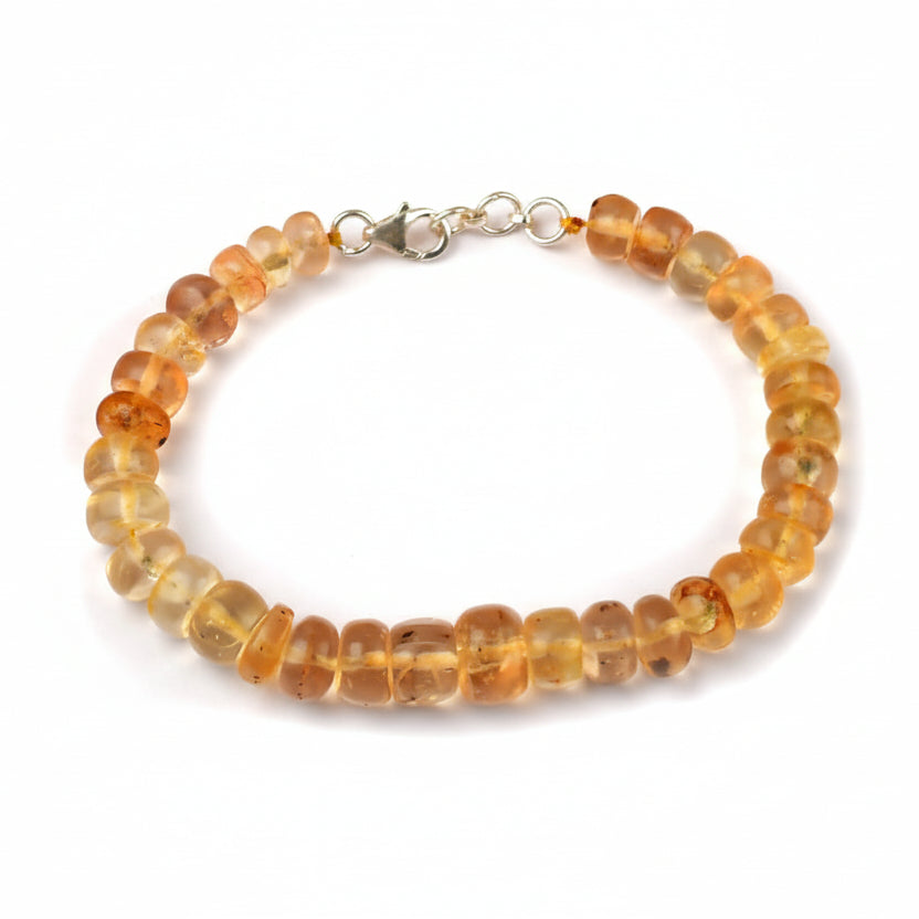 Natural Amber Button Shape Bracelet