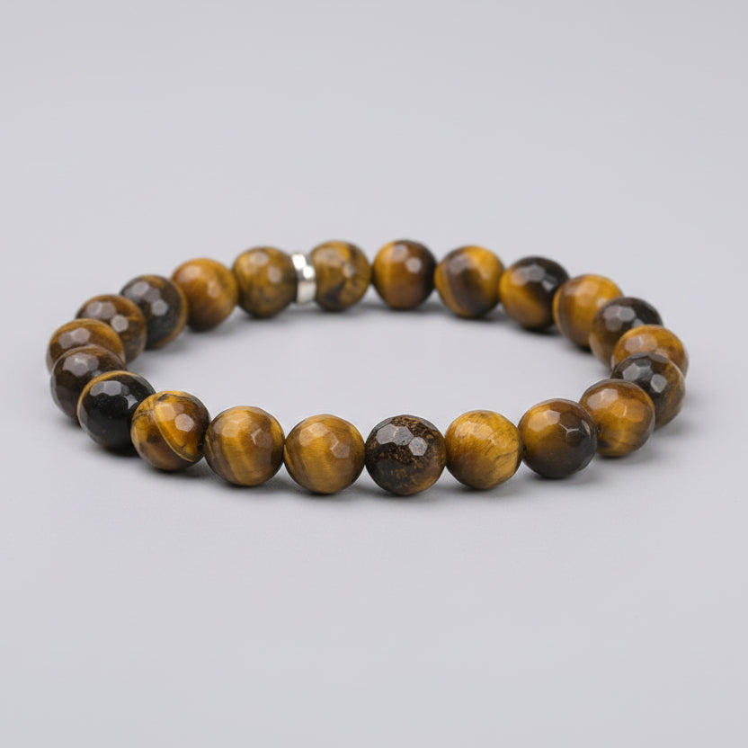 Tiger Eye Faceted Beads Bracelet-10 mm