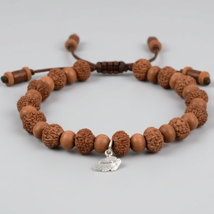 9 Mukhi Durga Bracelet from Java with Sandalwood Beads