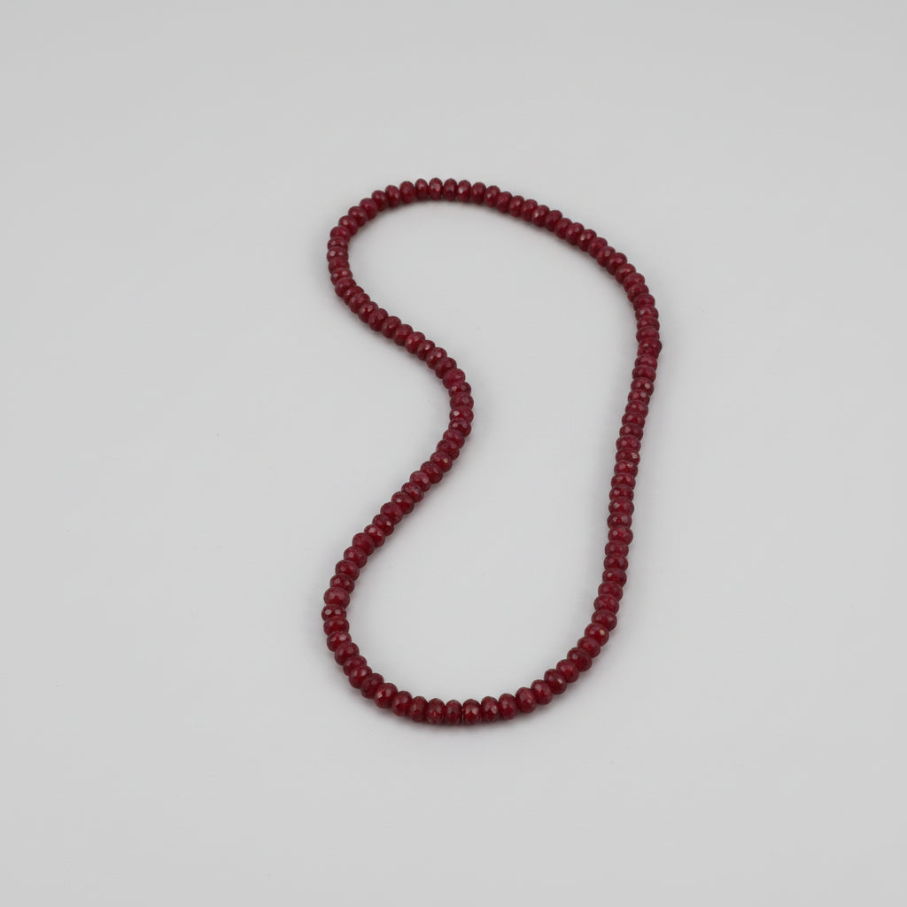 Ruby Button Shape Faceted Beads Necklace-428 carats