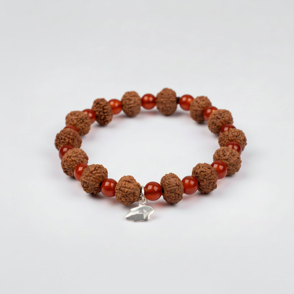 10 Mukhi Krishna Bracelet from Java with Carnelian Beads