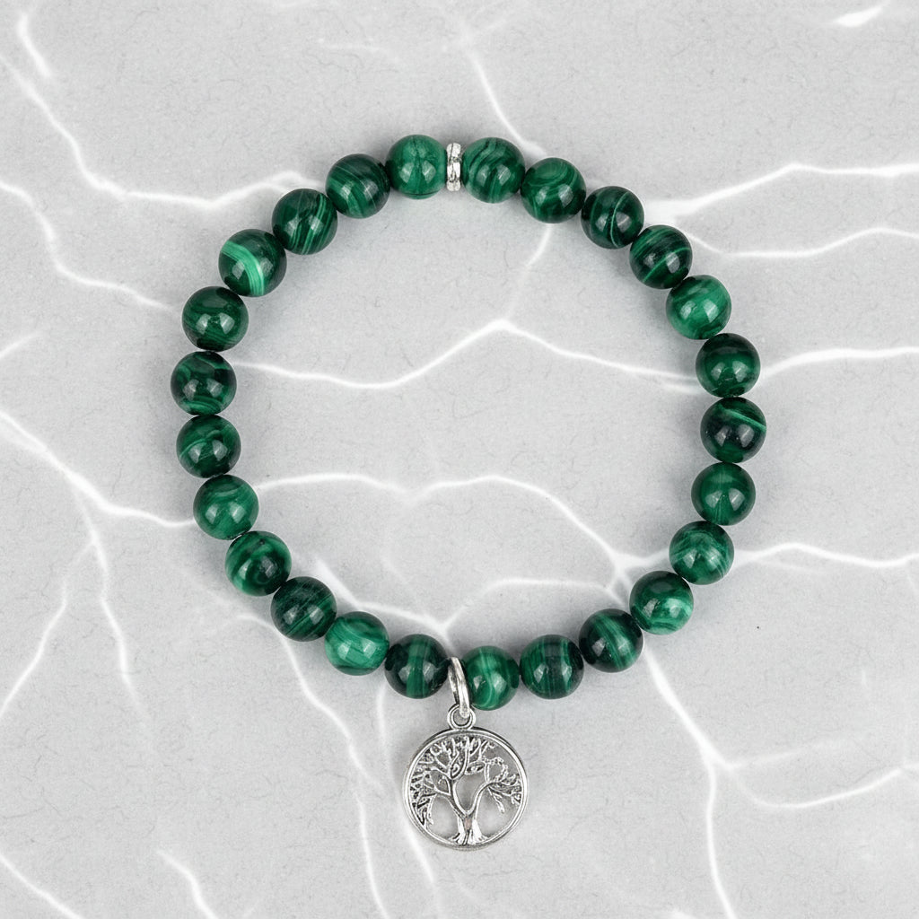 Malachite Tree of Life Trinklet Bracelet-10 mm