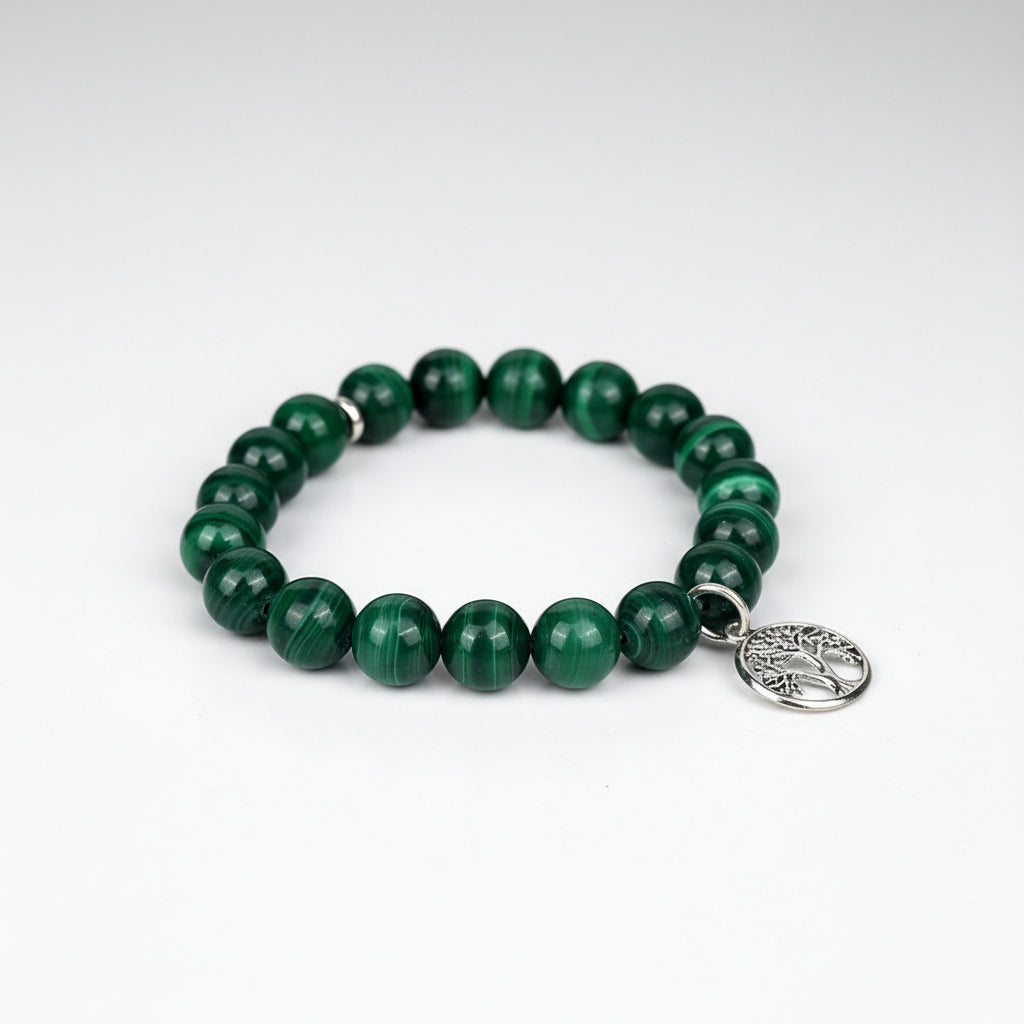 Malachite Tree of Life Trinklet Bracelet-8 mm