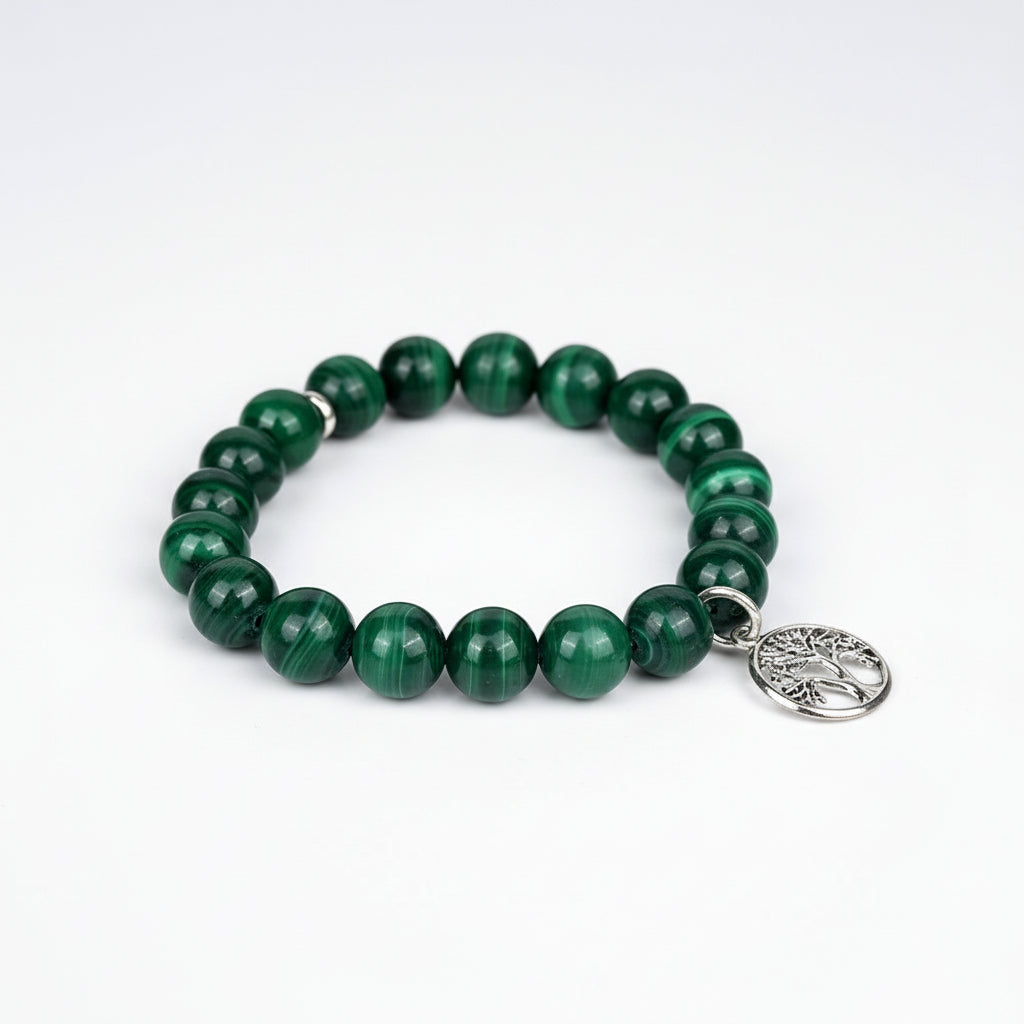 Malachite Tree of Life Trinklet Bracelet-10 mm