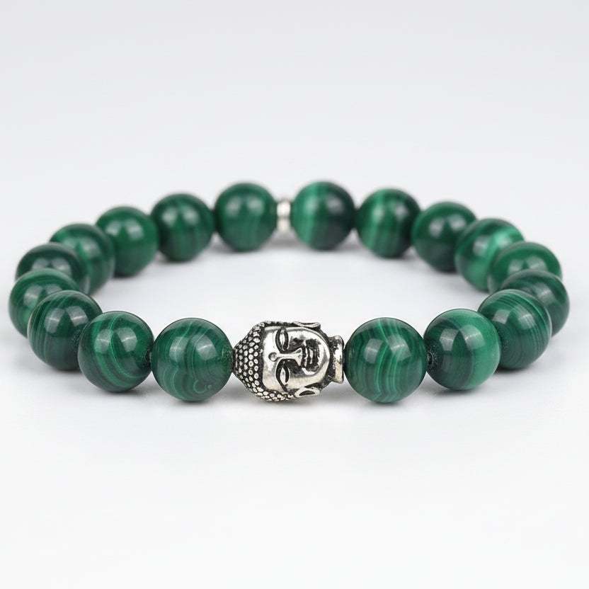 Malachite Buddha Charm Bracelet-10 mm