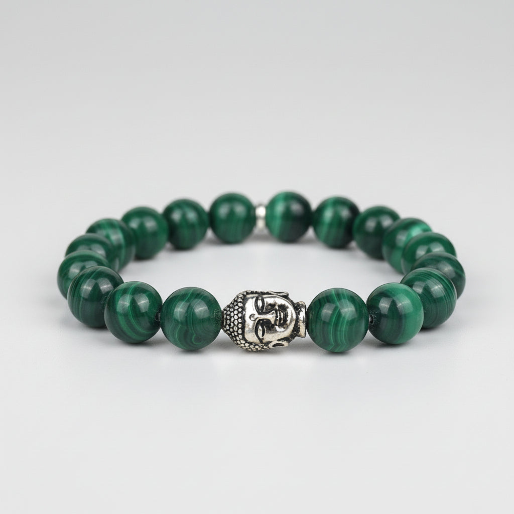 Malachite Buddha Charm Bracelet-8 mm