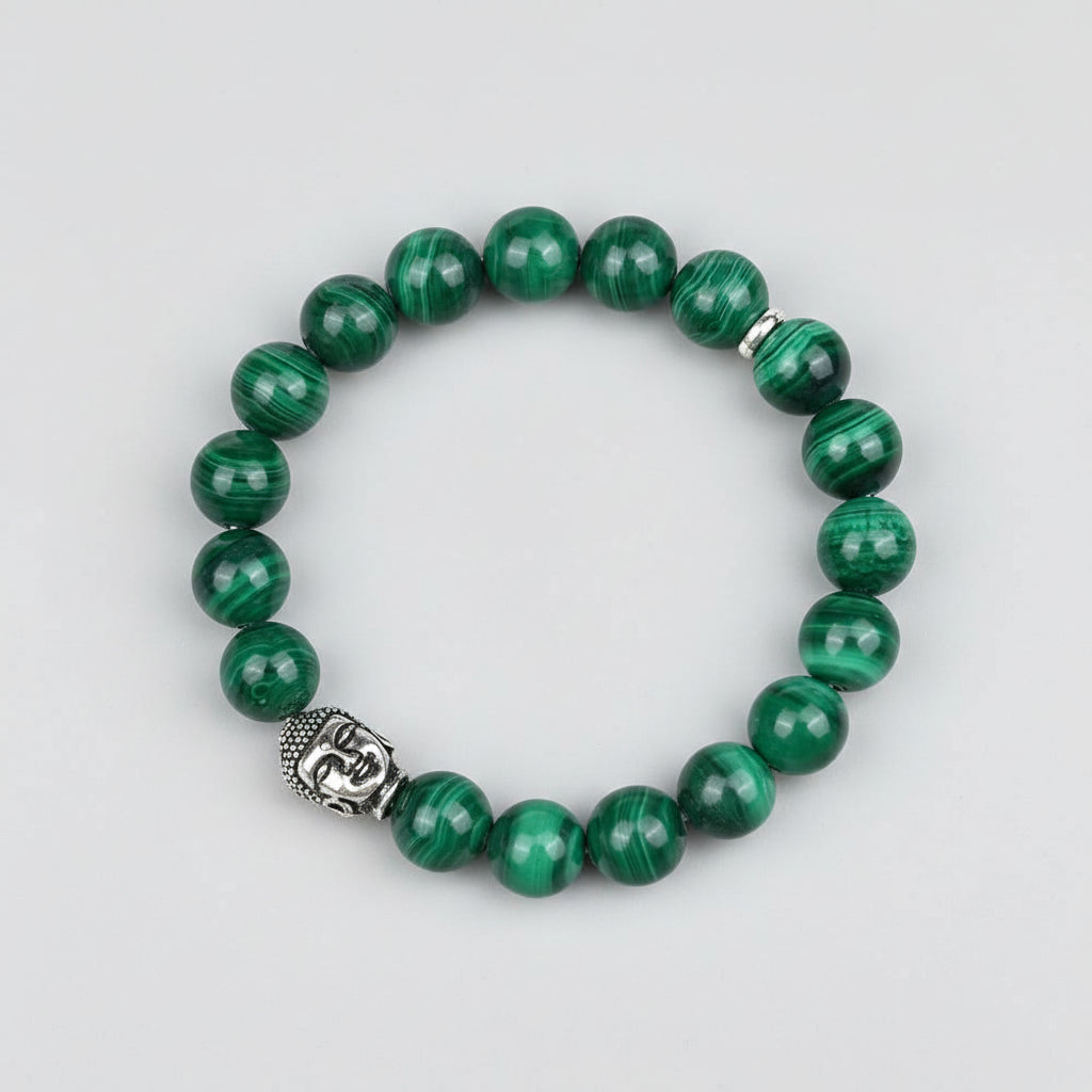 Malachite Buddha Charm Bracelet-8 mm