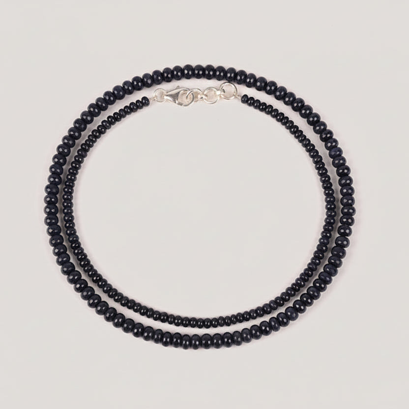 Blue Sapphire Button Shape Necklace-80 carats