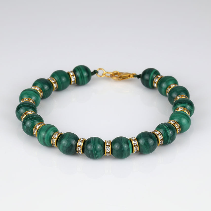 Malachite Diamond Chakri Bracelet-10 mm