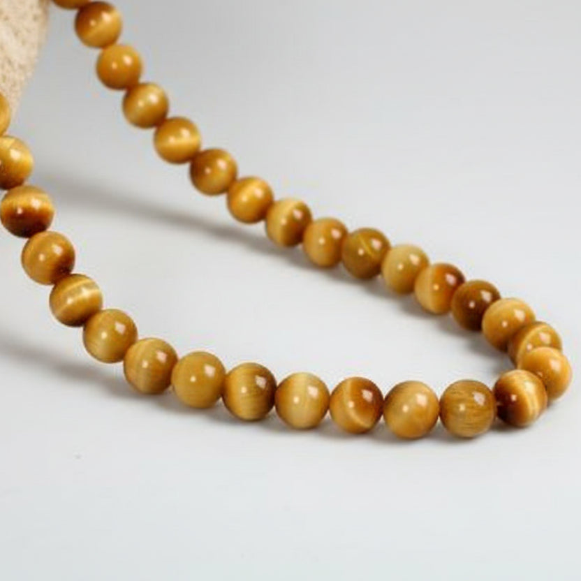 Brown Cats Eye Round Mala (8 mm)-108 Beads