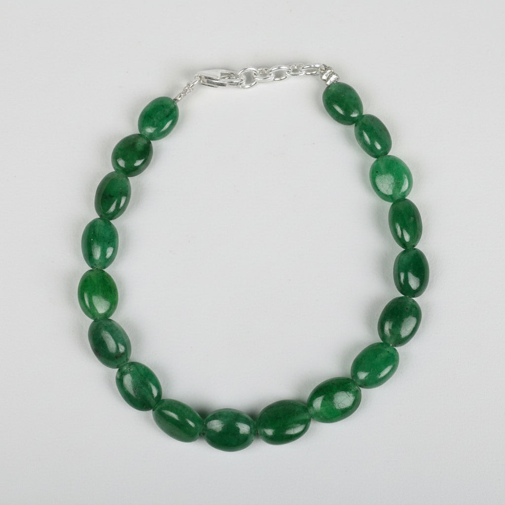 Natural Emerald Oval Beads Bracelet - 46.7 Carat