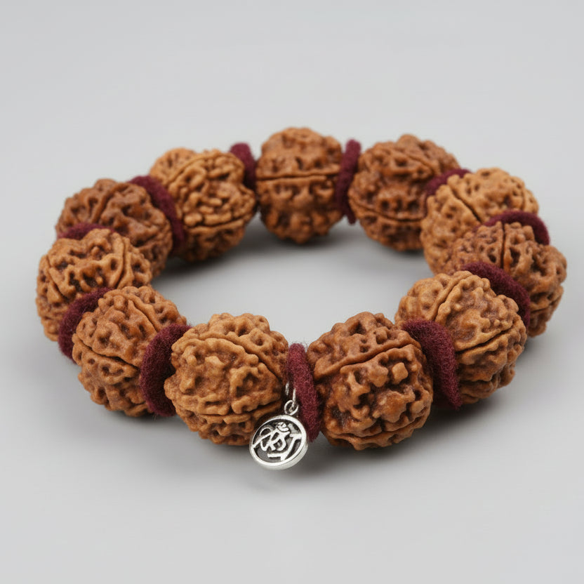 5 Mukhi Guru Bracelet (I)-Large-Silver Chakri