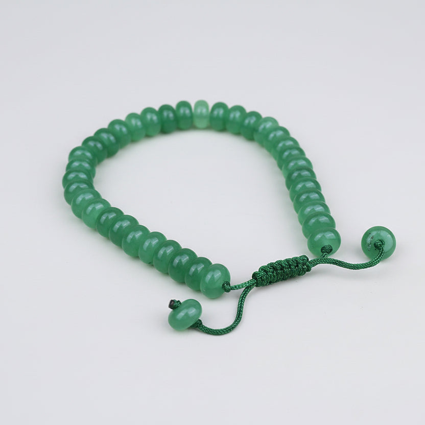 Green Aventurine Eliptical Beads Adjustable Bracelet