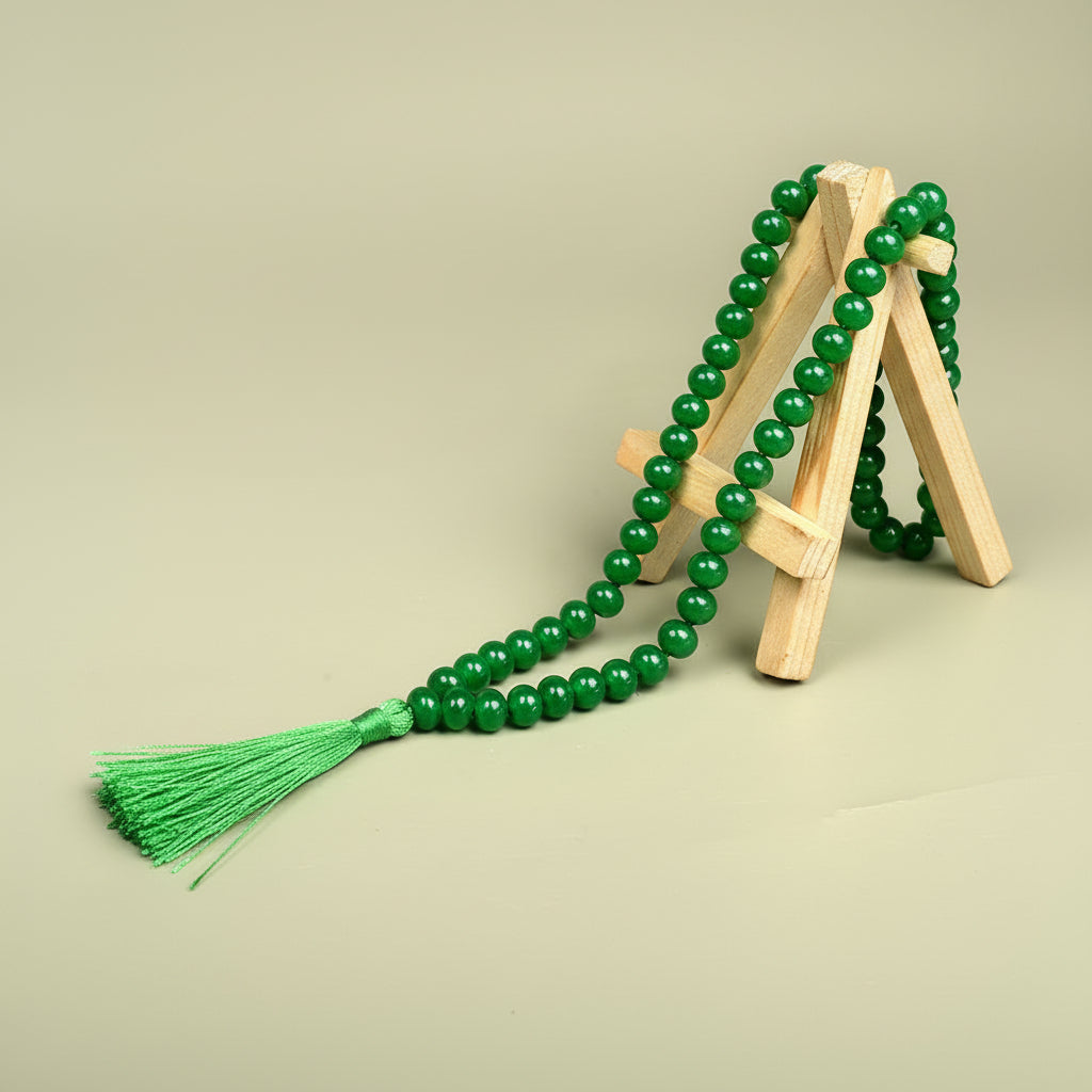 Green Onyx Elliptical Beads Mala