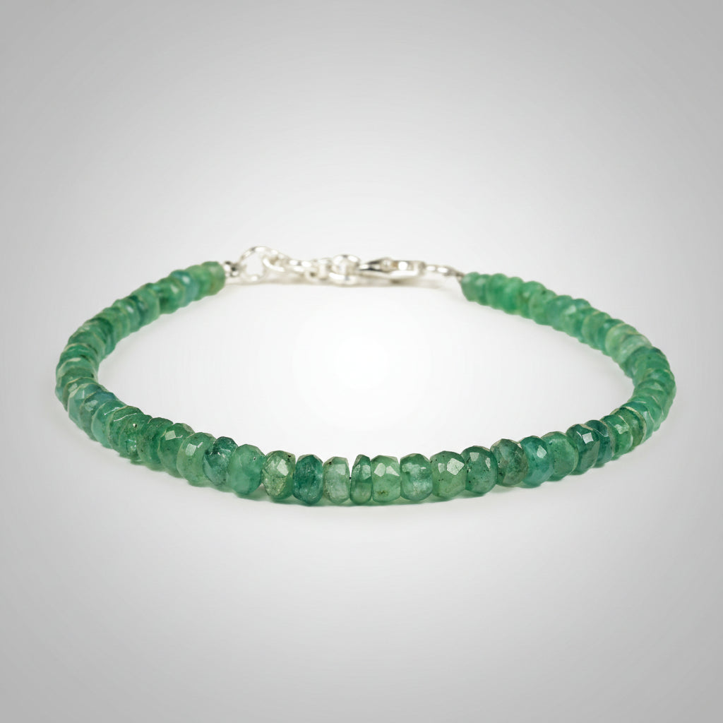Natural Emerald Faceted Button Beads Bracelet - 25.05 Carats