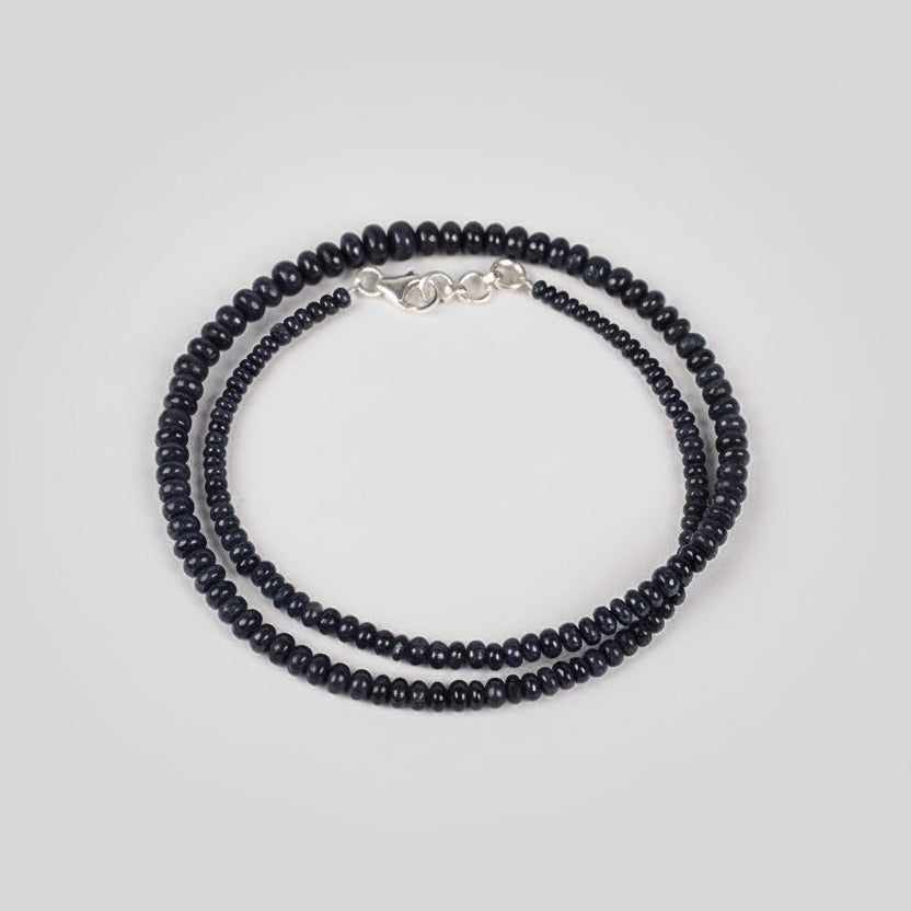Blue Sapphire Button Shape Necklace-85.85 carats