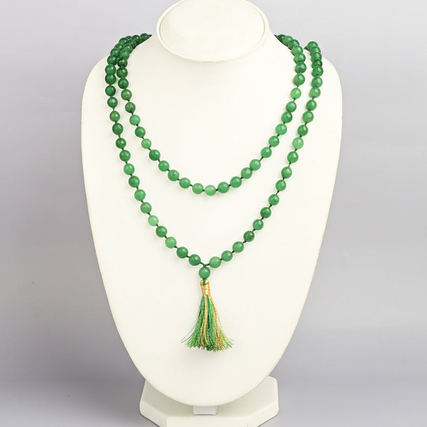 Green Aventurine Faceted Beads Thread Mala