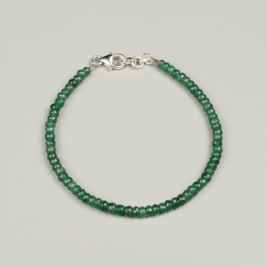 Natural Emerald Faceted Button Beads Bracelet - 25.05 Carats