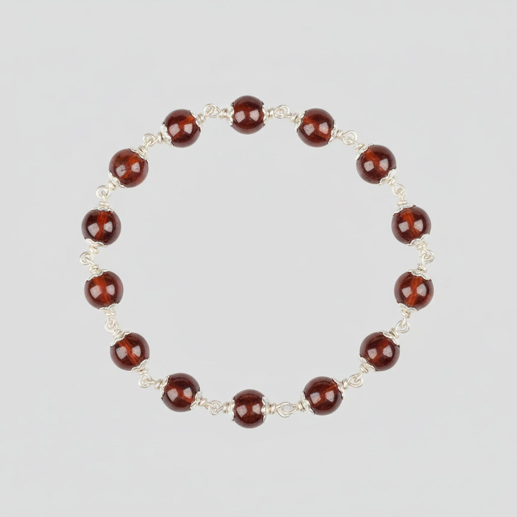 Gomed 925 Silver Flower Caps Bracelet-6 mm