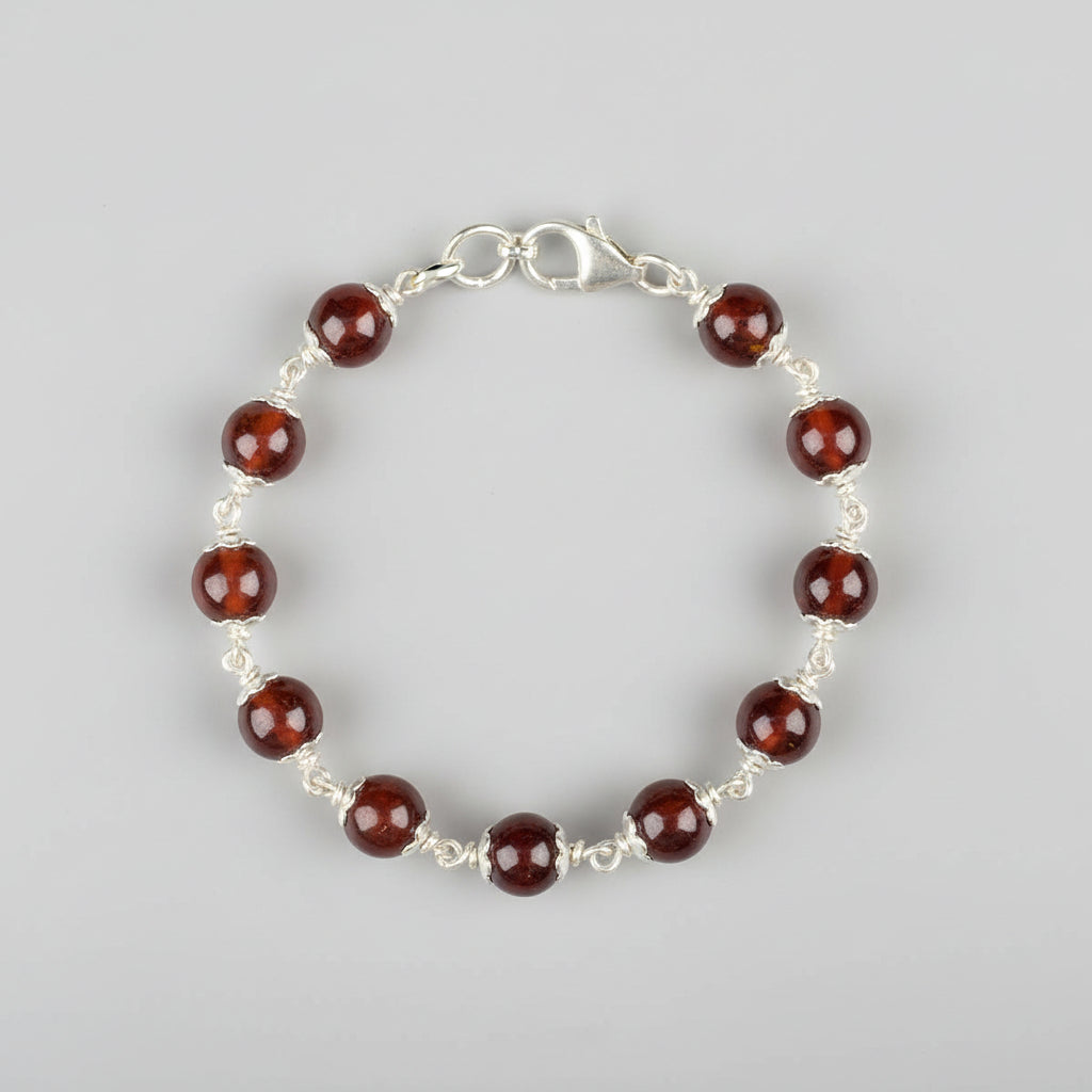Gomed 925 Silver Flower Caps Bracelet-5 mm