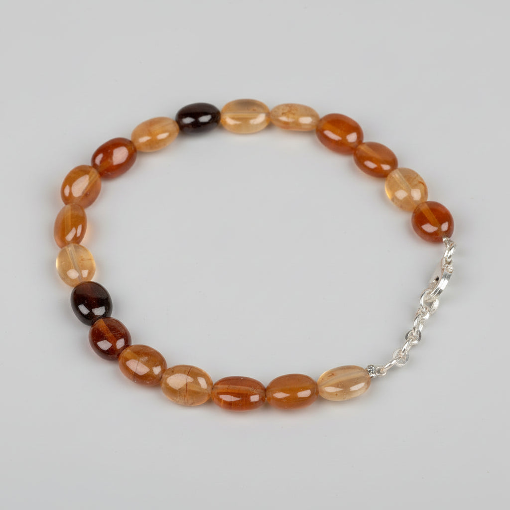 Multi Color Gomed Flat Oval Beads Bracelet