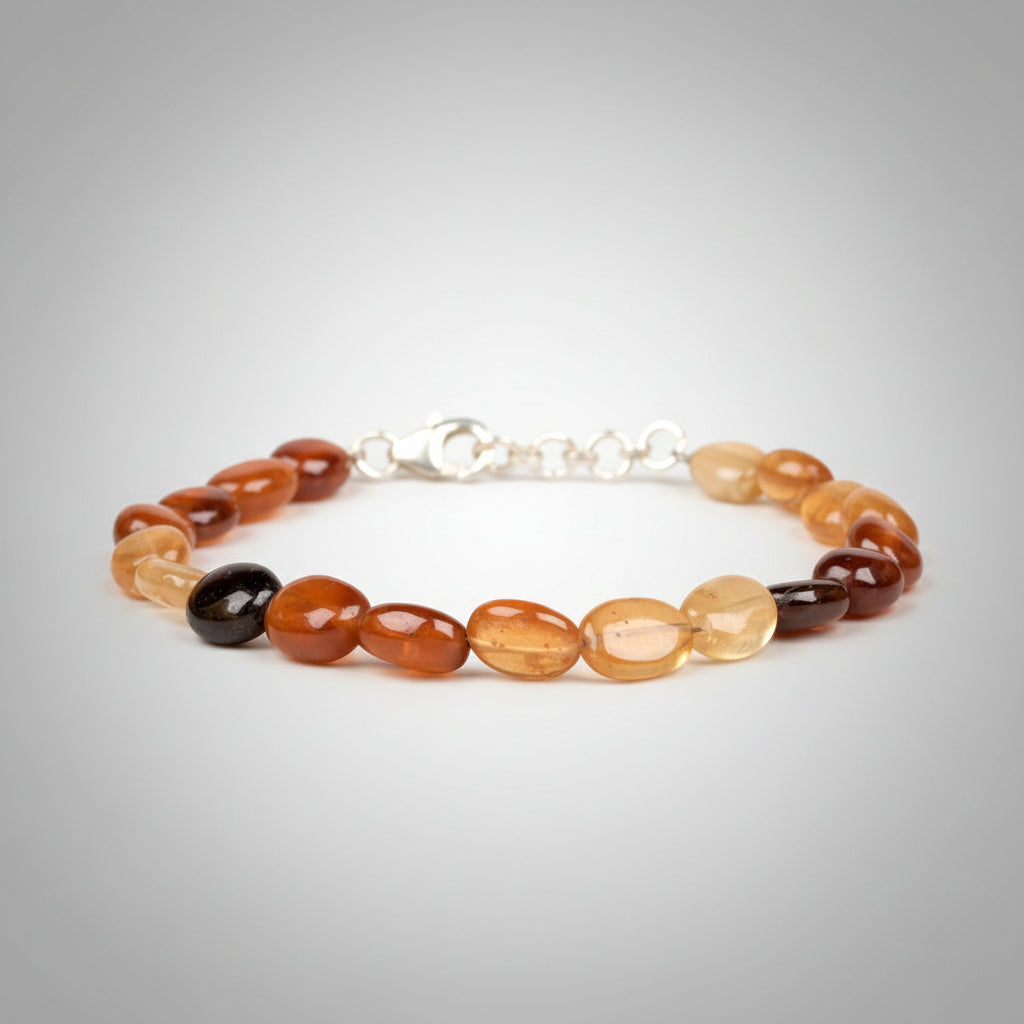 Multi Color Gomed Flat Oval Beads Bracelet