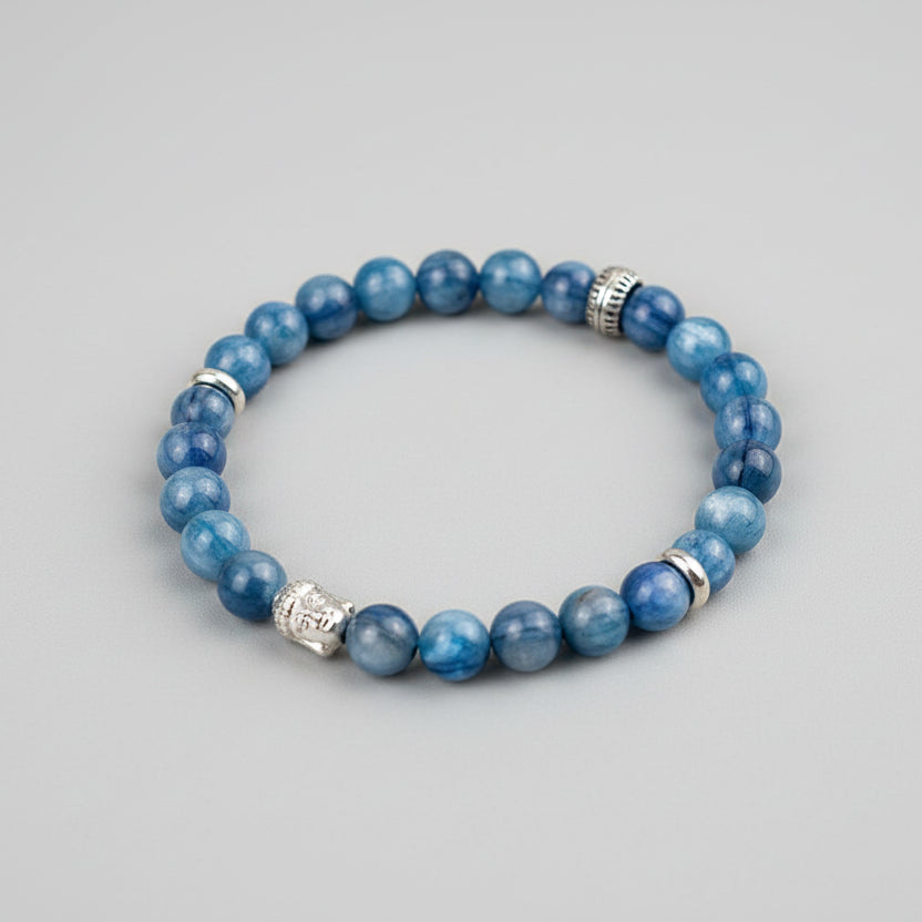 Kyanite Buddha Bracelet in Elastic