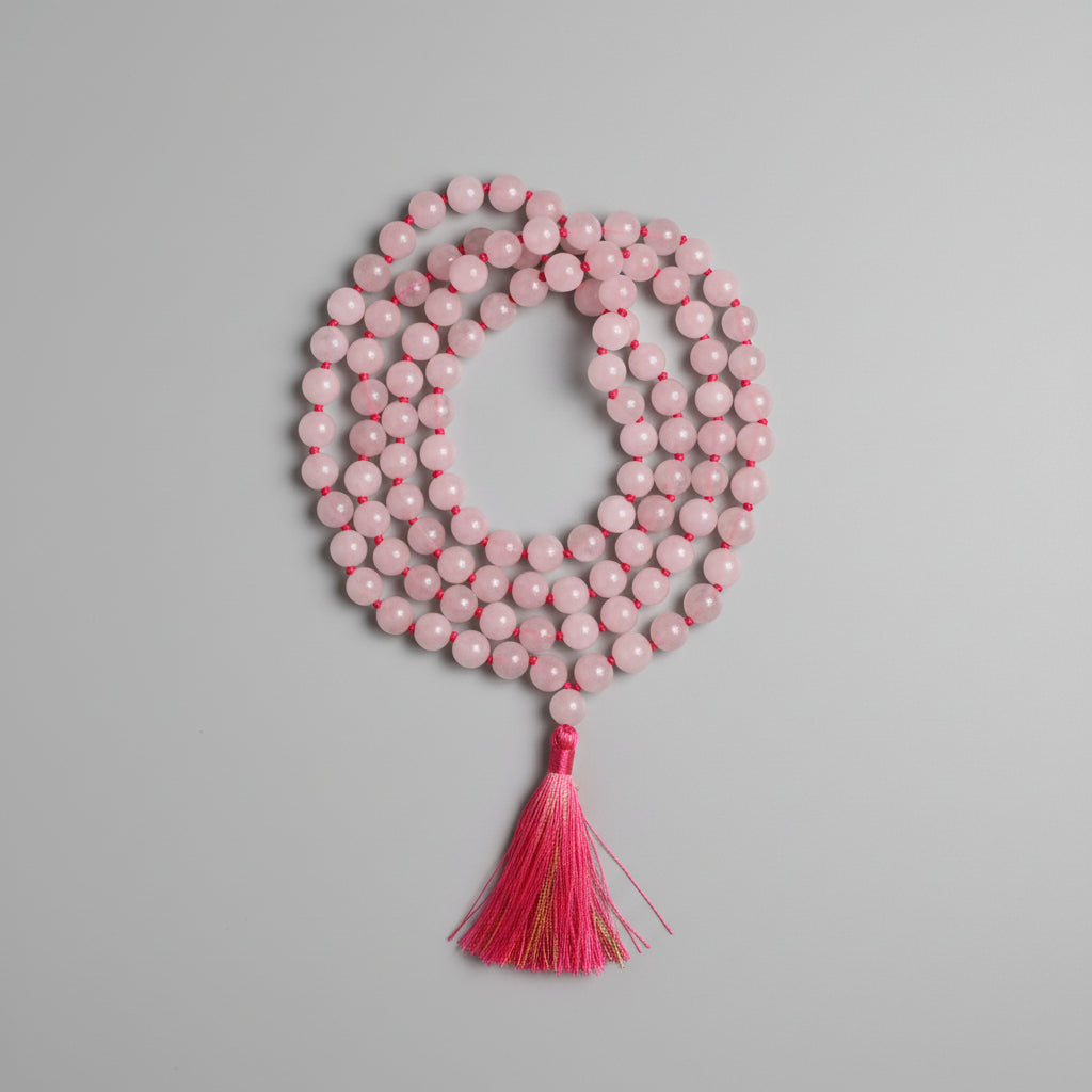 Rose Quartz Knotted Mala-4 mm