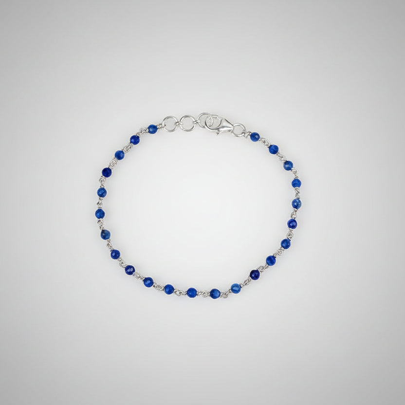 Kyanite Faceted Bracelet With Silver Knots