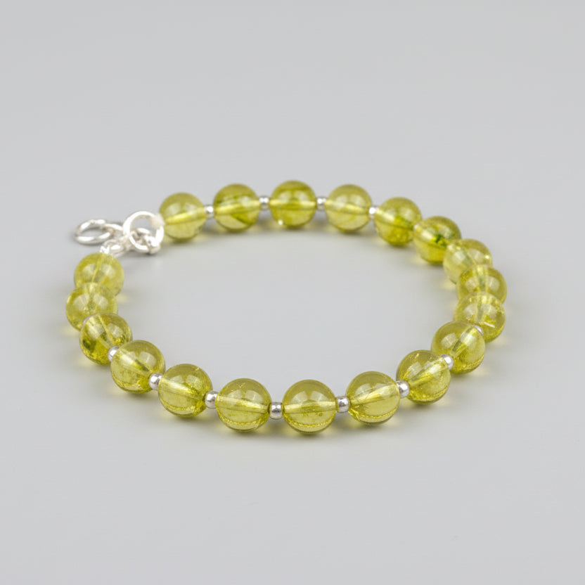 Peridot 925 Silver Ball Bracelet-8 mm