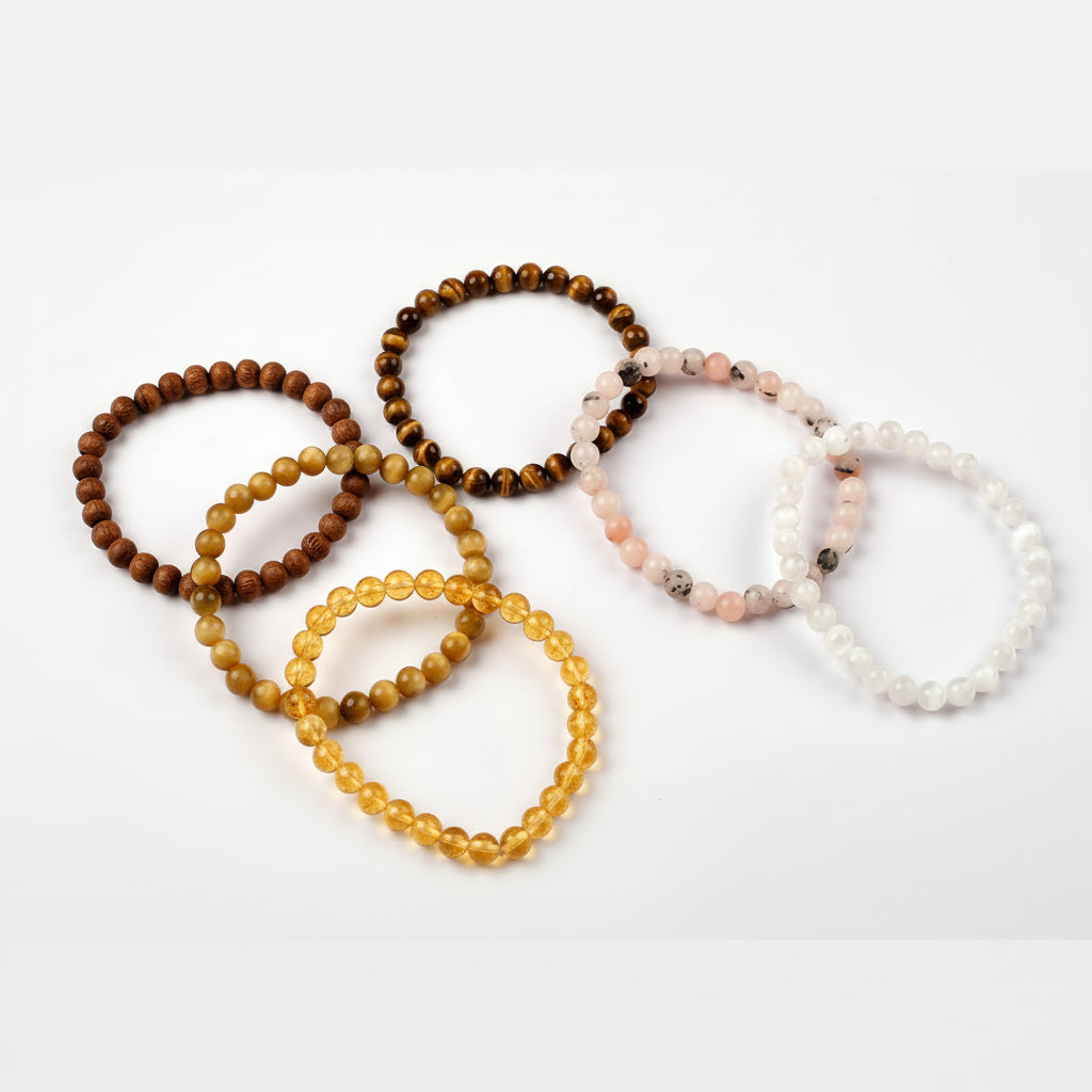 Semi Precious Gemstone Bracelet Set For Right Hand-6 mm