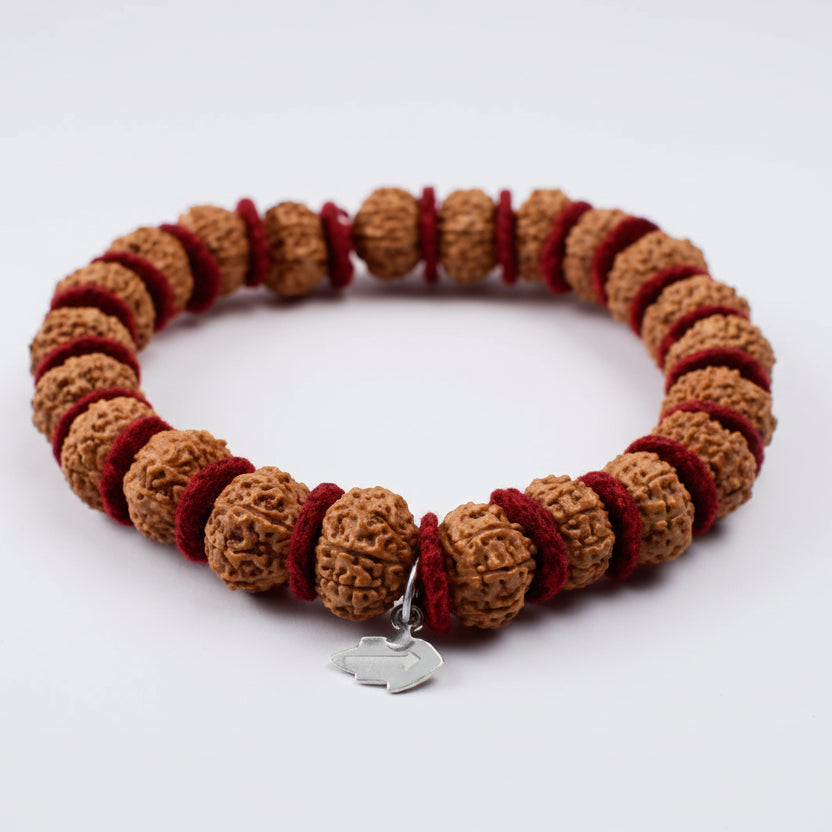 9 Mukhi Durga Shakti Bracelet From Java In Woolen Spacers-12 mm