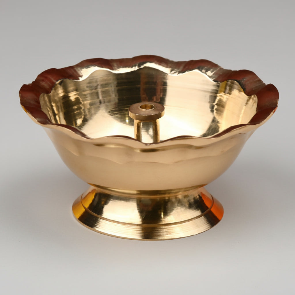 Floral Oil Lamp Brass Diya-Large