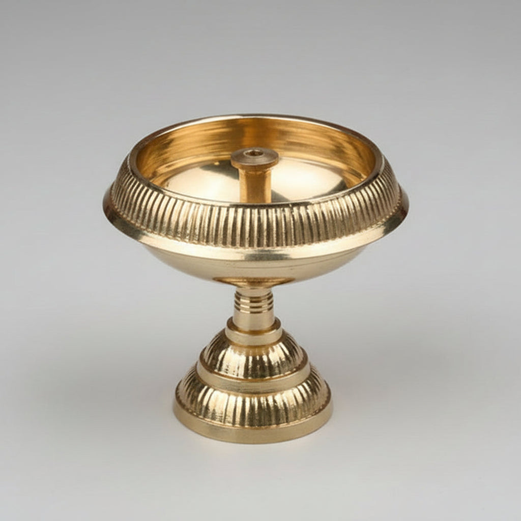 Kuber Nanda Deep Brass Diya-Large-Gold Finish