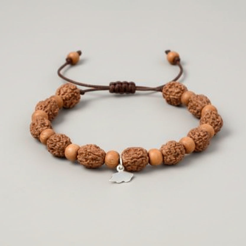 4 Mukhi Brahma Bracelet from Java with White Sandalwood Beads