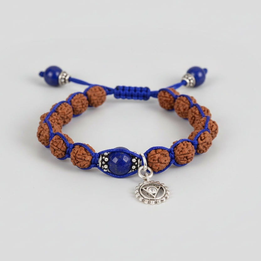 4 Mukhi Rudraksha and Lapis Lazuli Bracelet