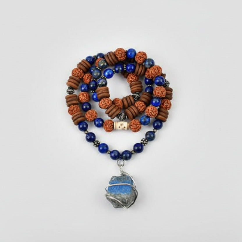 4 Mukhi Rudraksha and Lapis Lazuli Mala