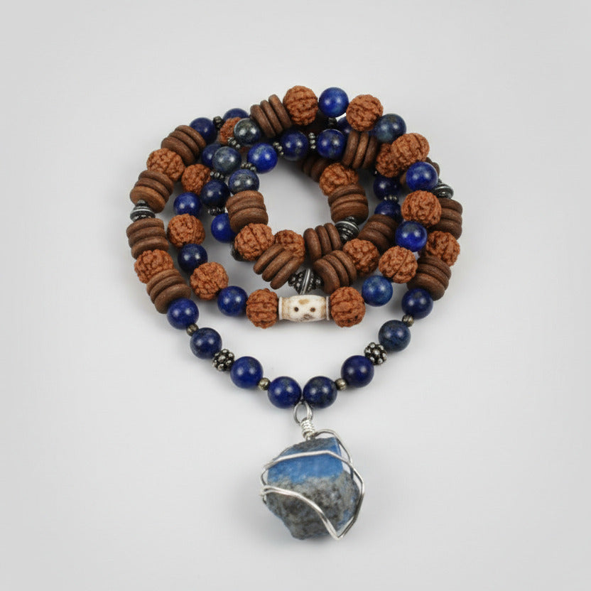 4 Mukhi Rudraksha and Lapis Lazuli Mala