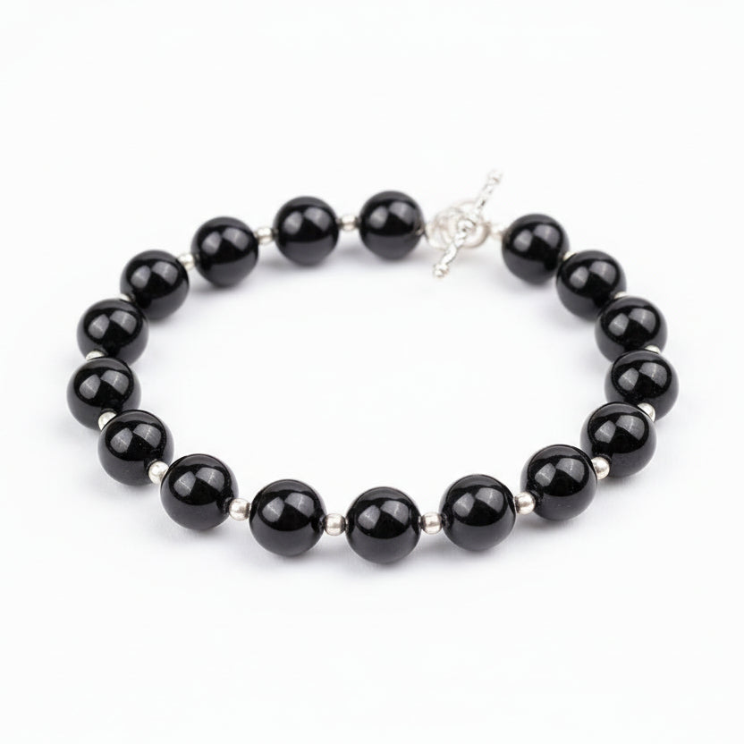 Black Tourmaline Bracelet (Design II)-10 mm