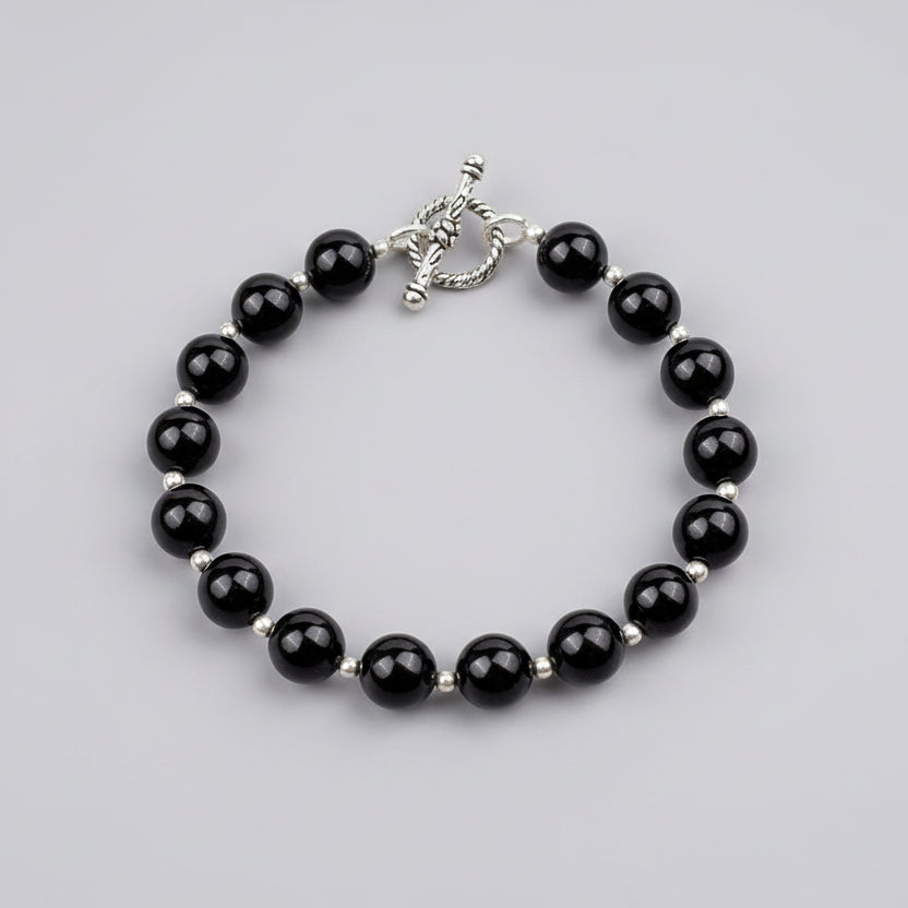 Black Tourmaline Bracelet (Design II)-8 mm