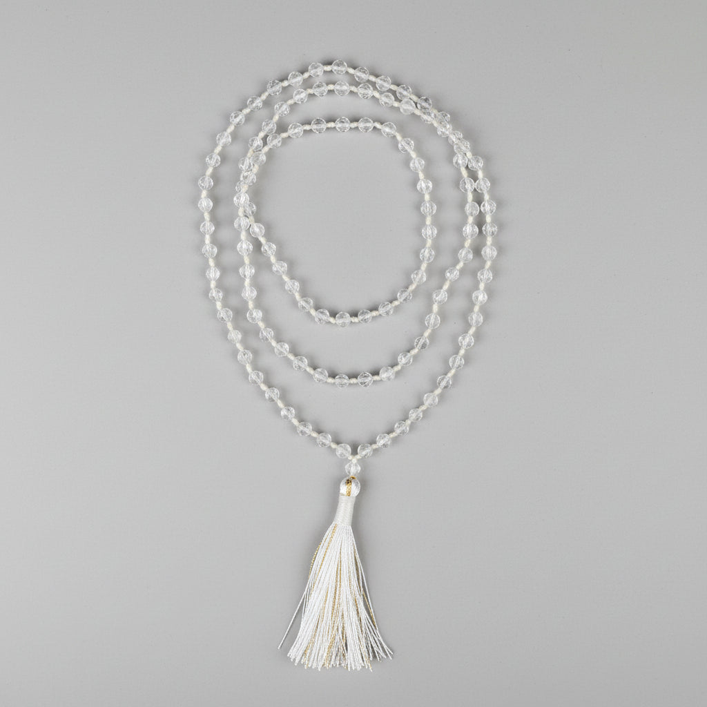 Sphatik Faceted Beads Mala-14 mm